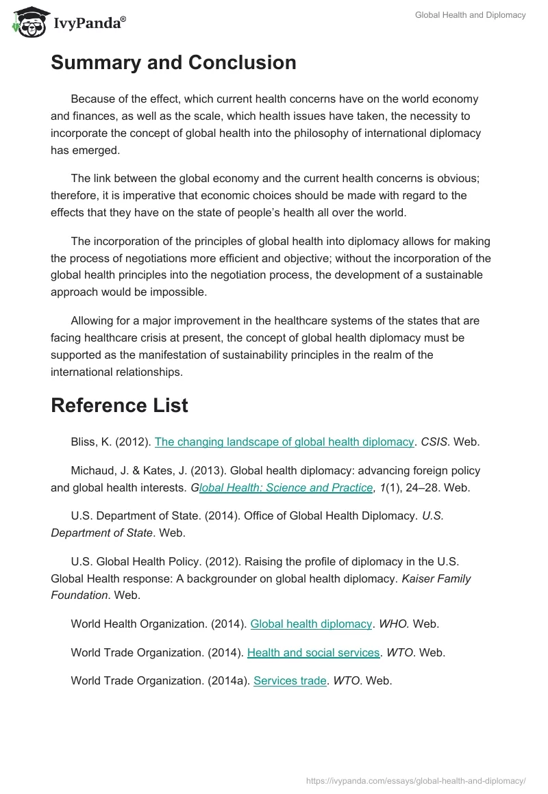 Global Health and Diplomacy. Page 4