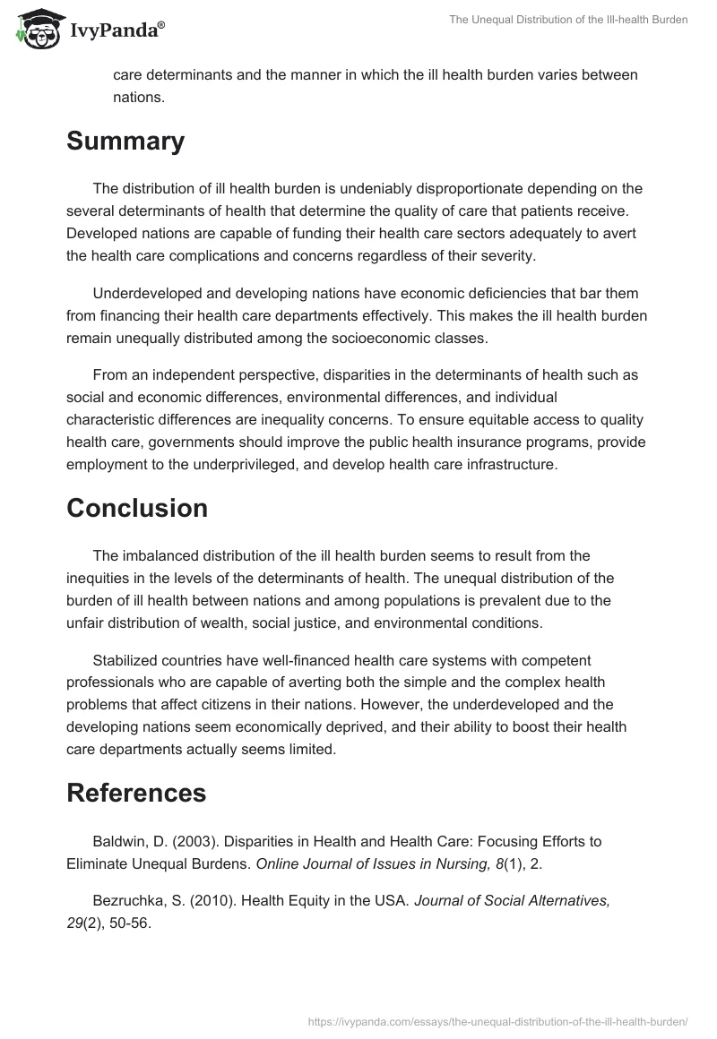 The Unequal Distribution of the Ill-health Burden. Page 5