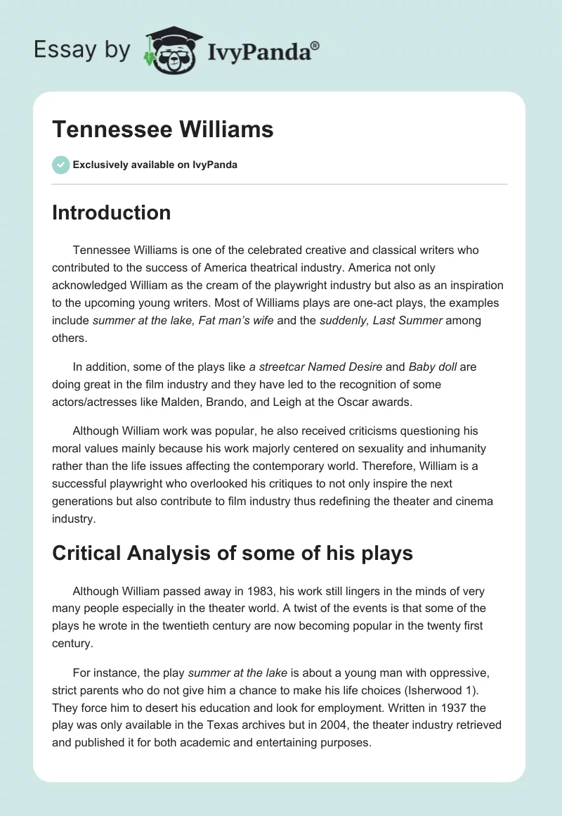 Tennessee Williams. Page 1