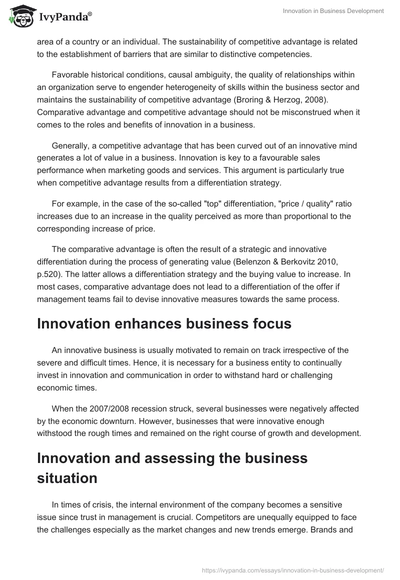 Innovation in Business Development. Page 3