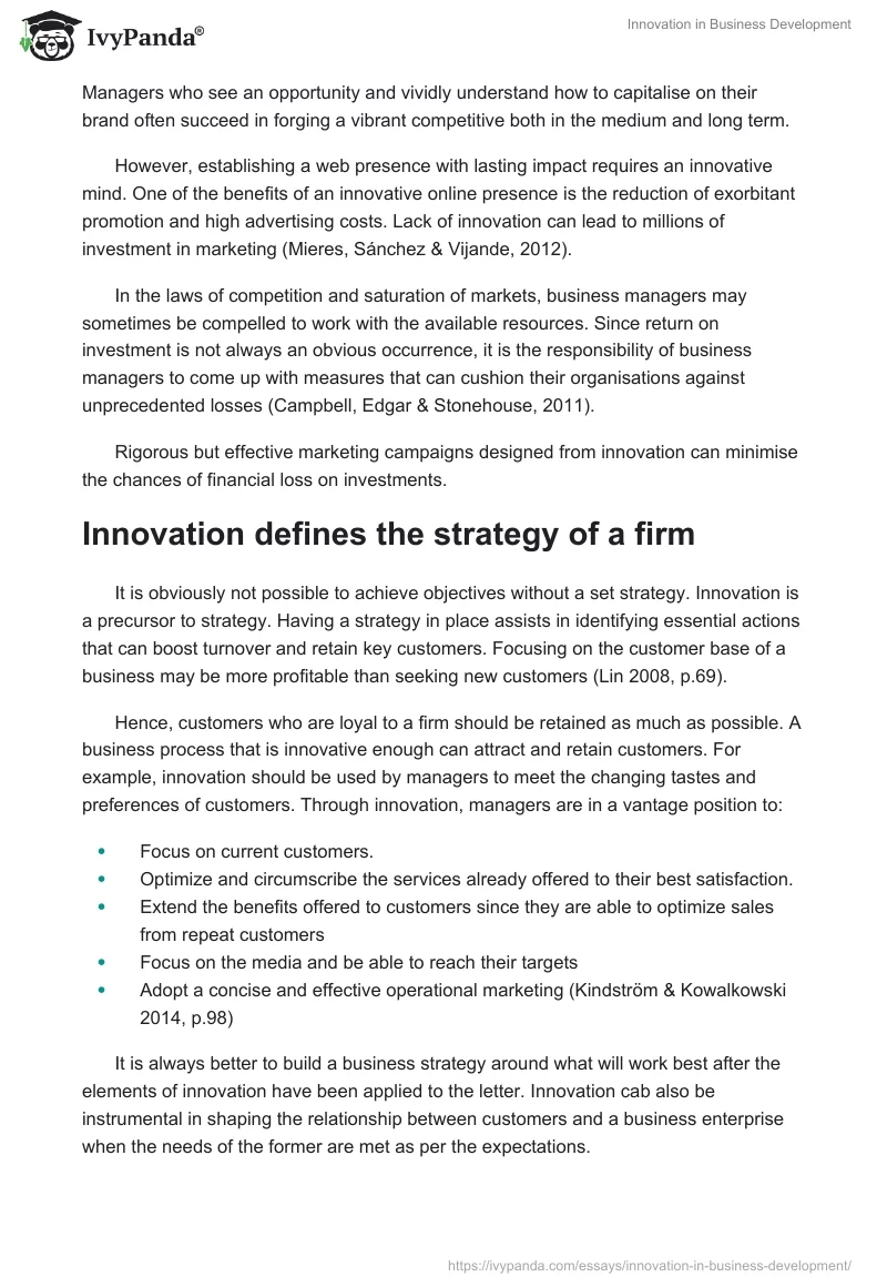 Innovation in Business Development. Page 5