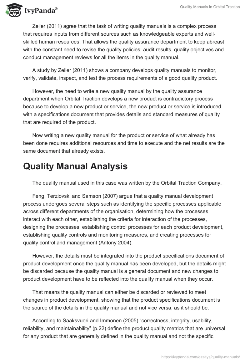 Quality Manuals in Orbital Traction. Page 2