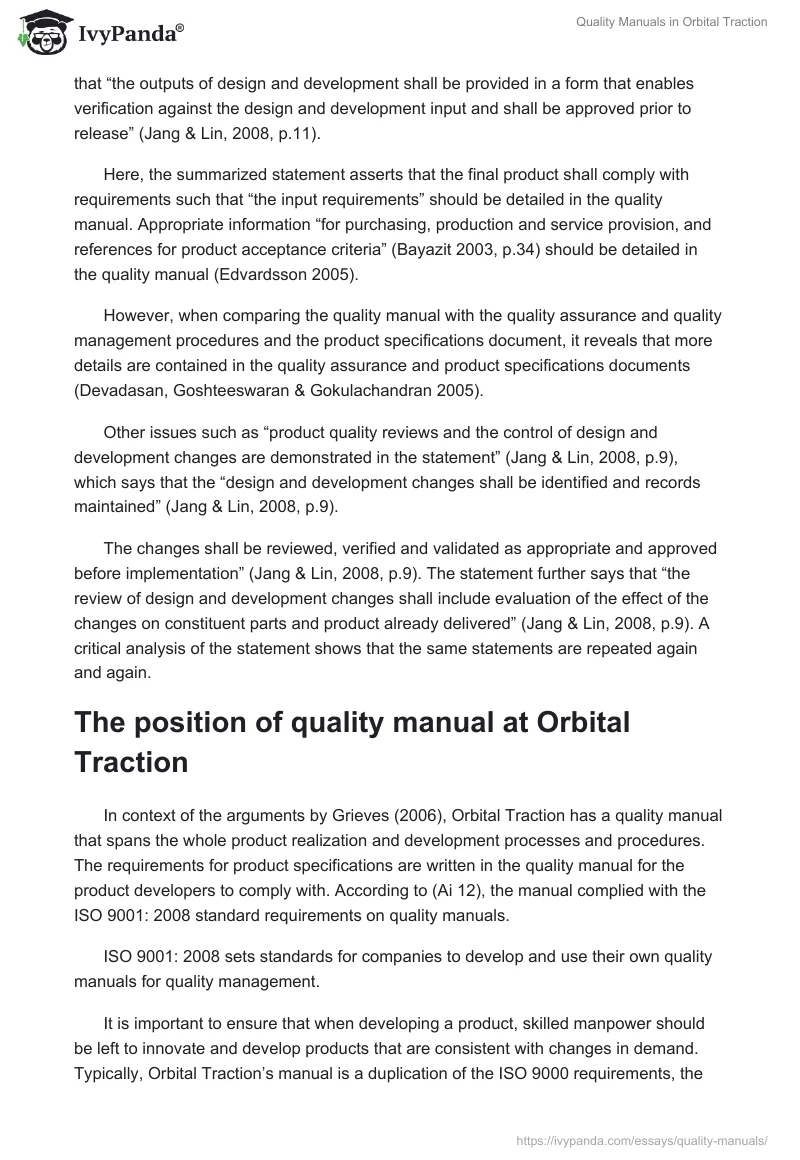 Quality Manuals in Orbital Traction. Page 5
