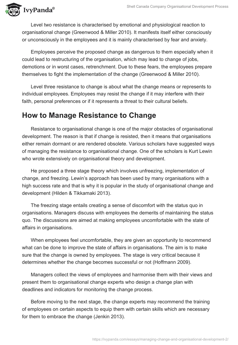Shell Canada Company Organisational Development Process. Page 4