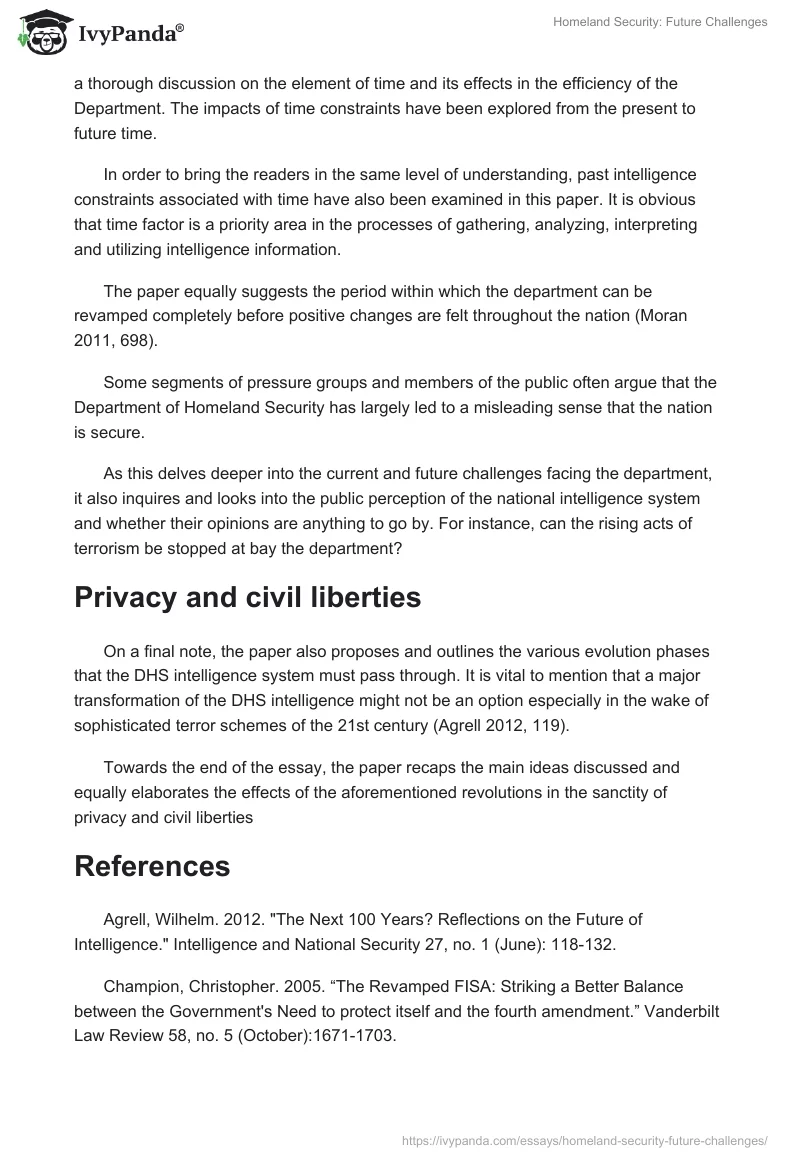 Homeland Security: Future Challenges. Page 3