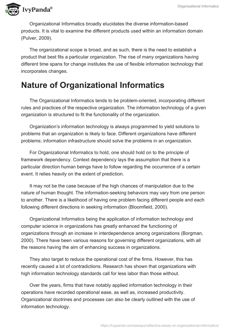 Organizational Informatics. Page 2
