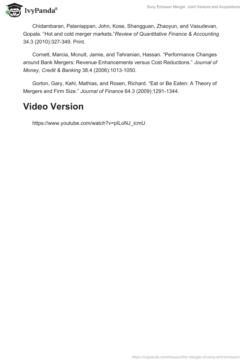 Sony Ericsson Merger: Joint Venture and Acquisitions. Page 5