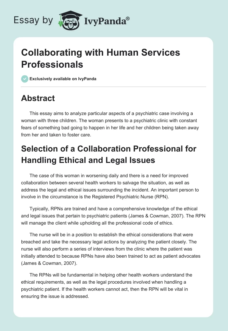 Collaborating with Human Services Professionals. Page 1
