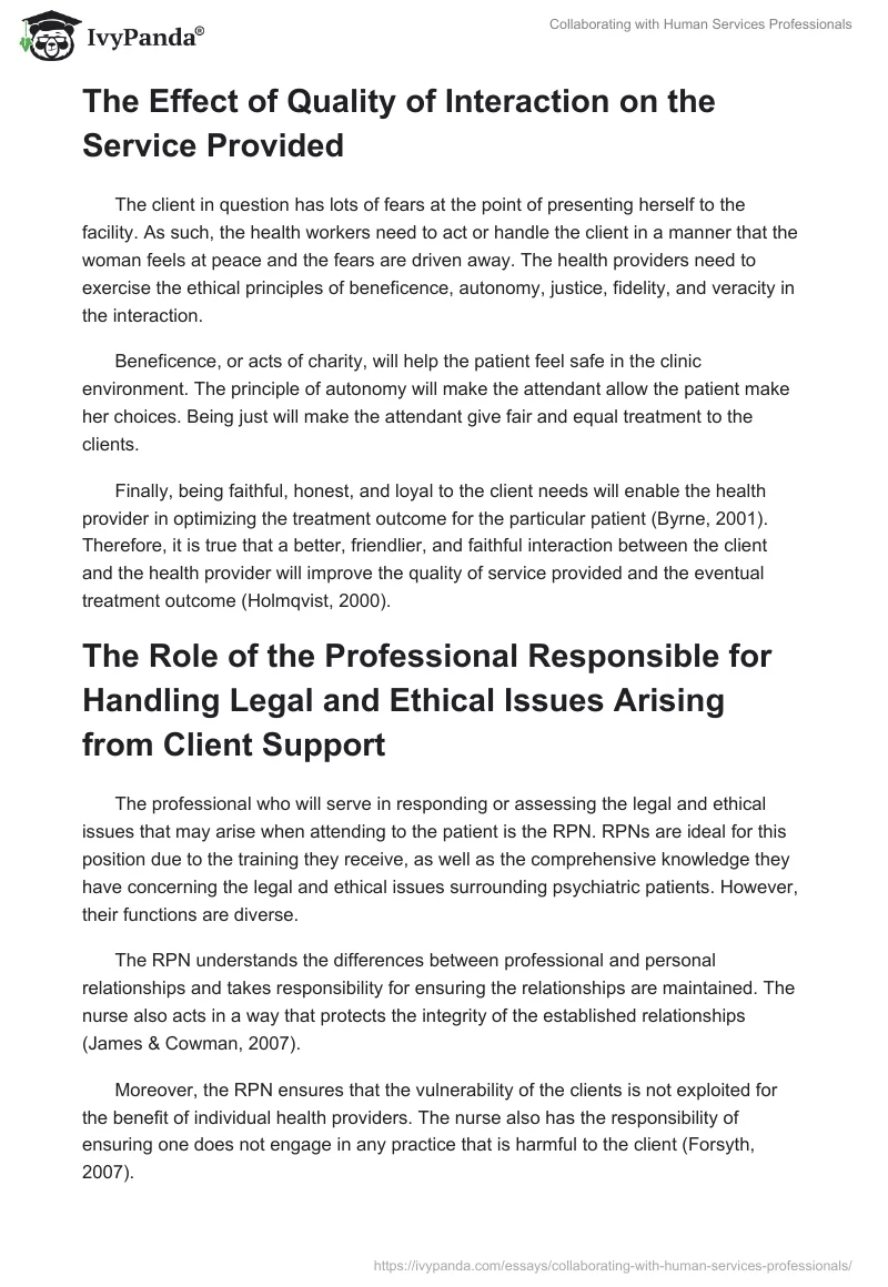 Collaborating with Human Services Professionals. Page 2
