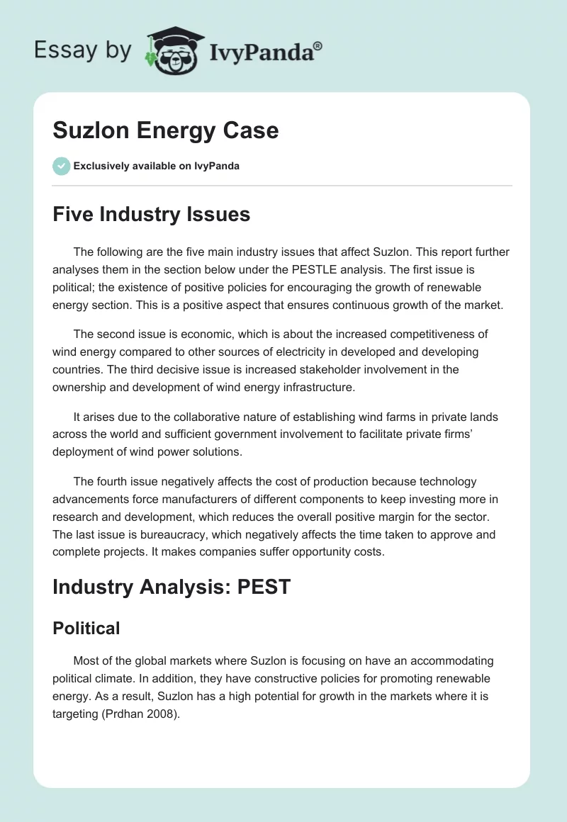 Suzlon Energy Case. Page 1