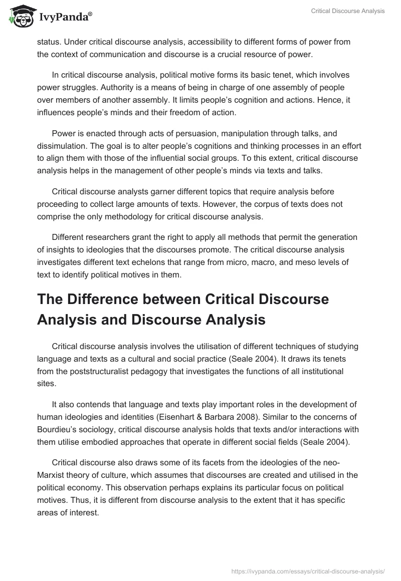 essay on discourse analysis