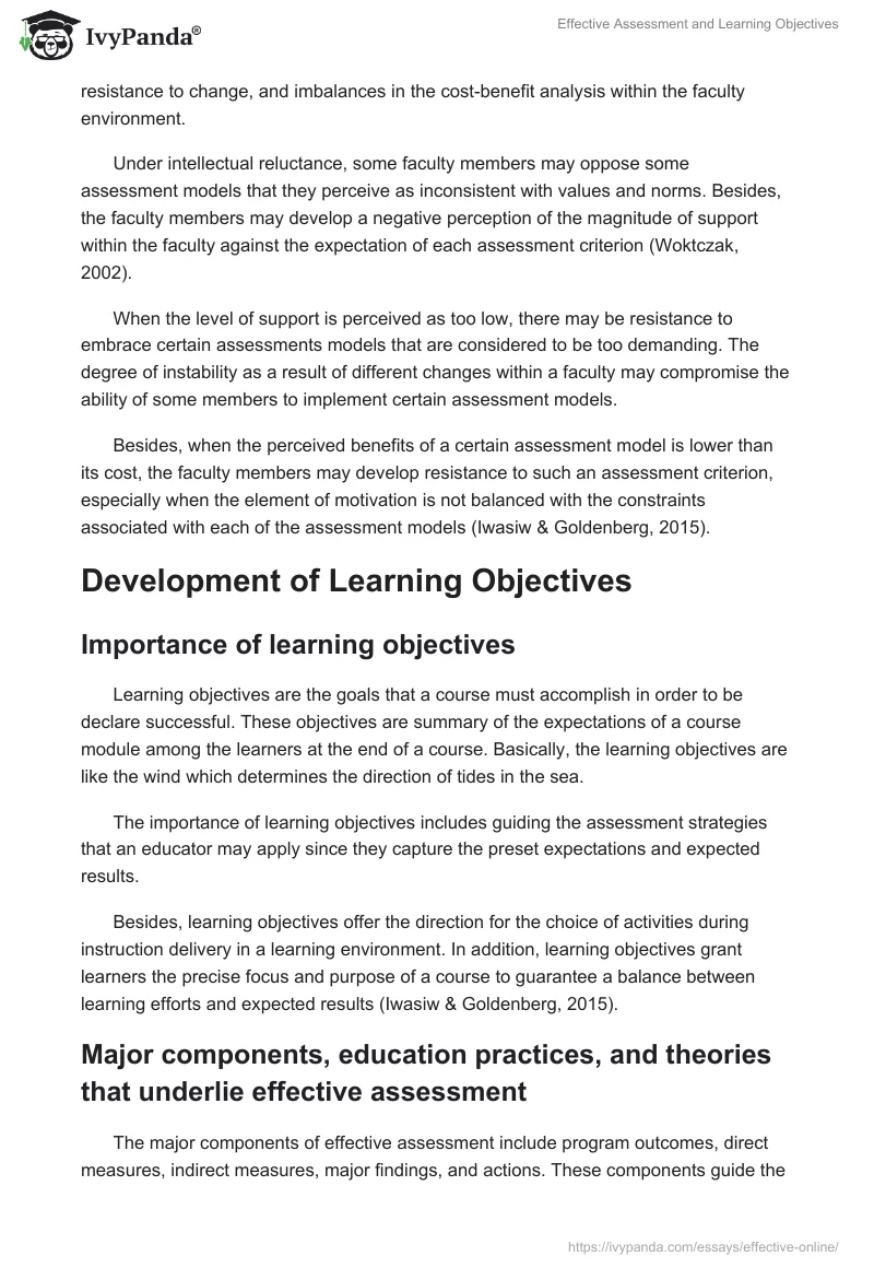 Effective Assessment and Learning Objectives. Page 2