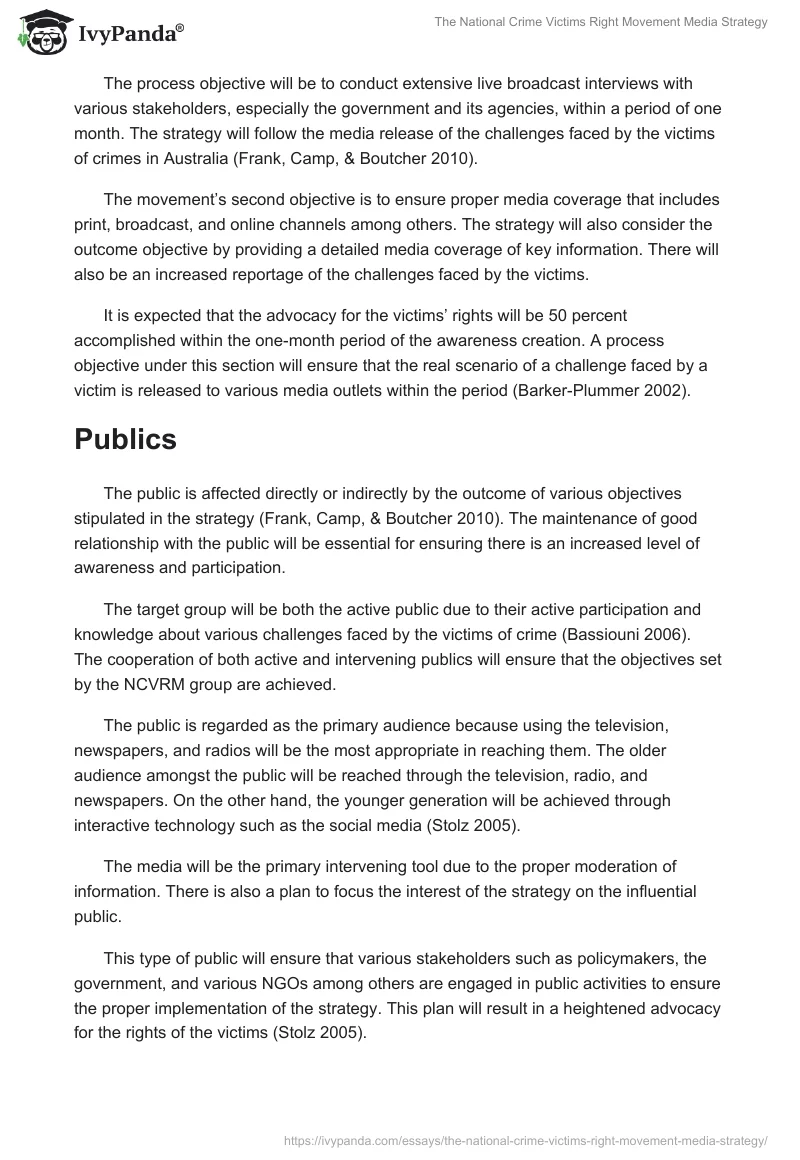 The National Crime Victims Right Movement Media Strategy. Page 2