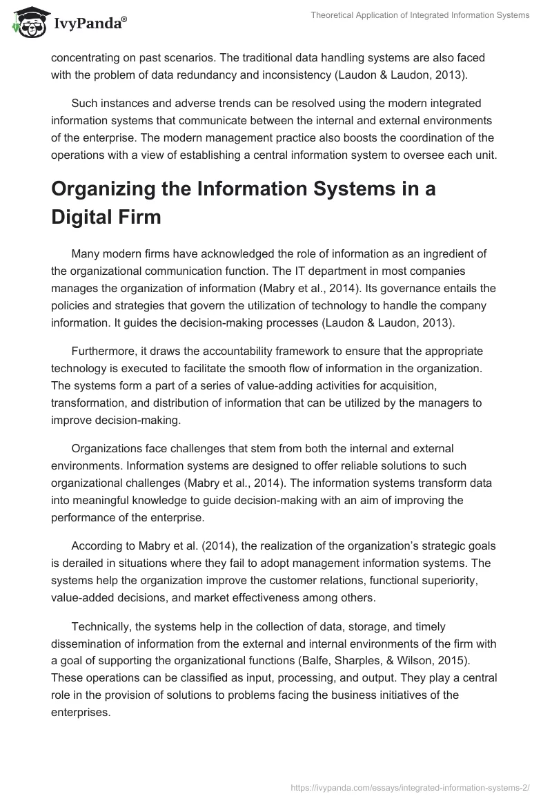 Theoretical Application of Integrated Information Systems. Page 5