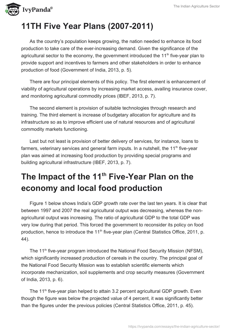The Indian Agriculture Sector. Page 2