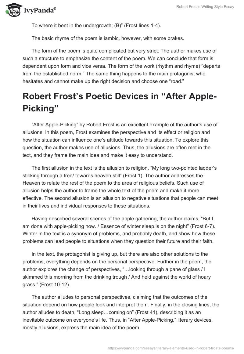 Robert Frost’s Writing Style Essay. Page 2