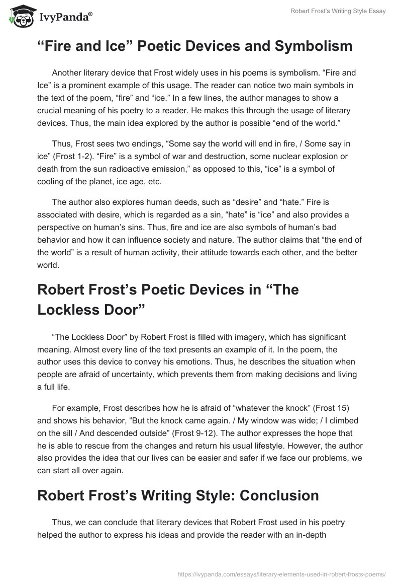 Robert Frost’s Writing Style Essay. Page 3