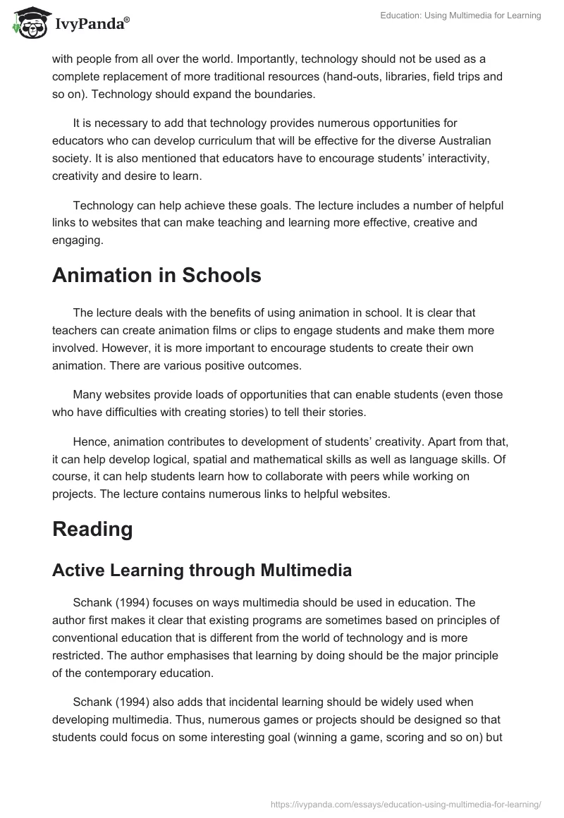 Education: Using Multimedia for Learning. Page 5