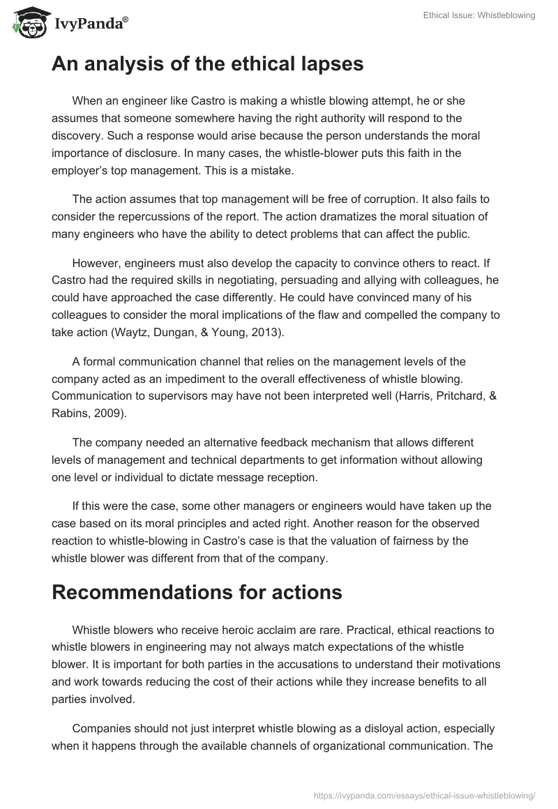 Ethical Issue: Whistleblowing. Page 4