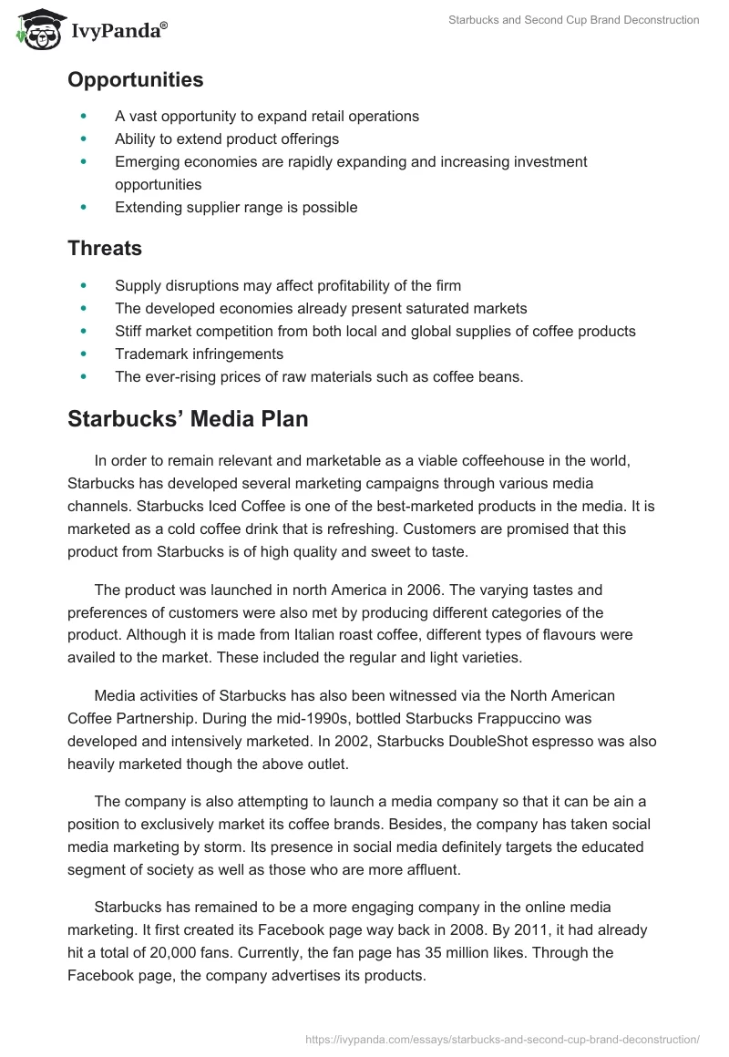 Starbucks and Second Cup Brand Deconstruction. Page 3