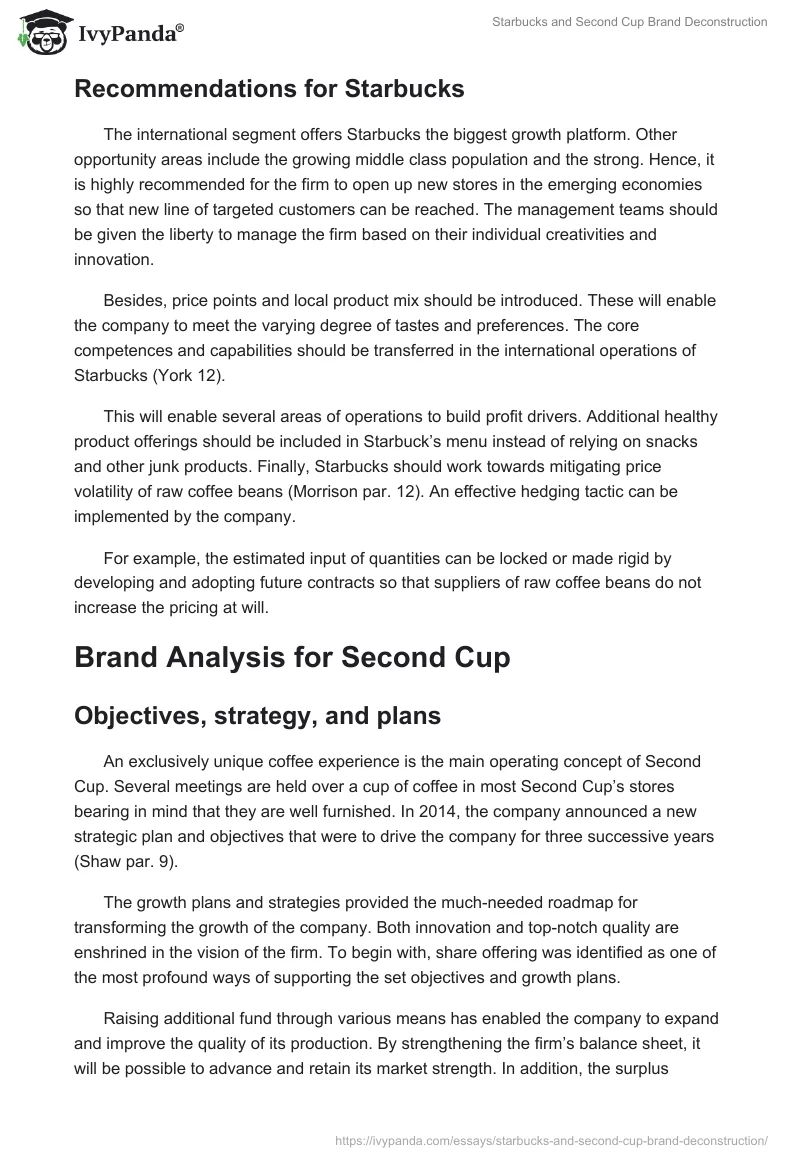 Starbucks and Second Cup Brand Deconstruction. Page 4
