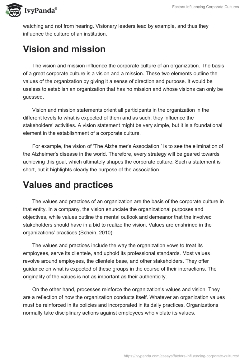 Factors Influencing Corporate Cultures. Page 2