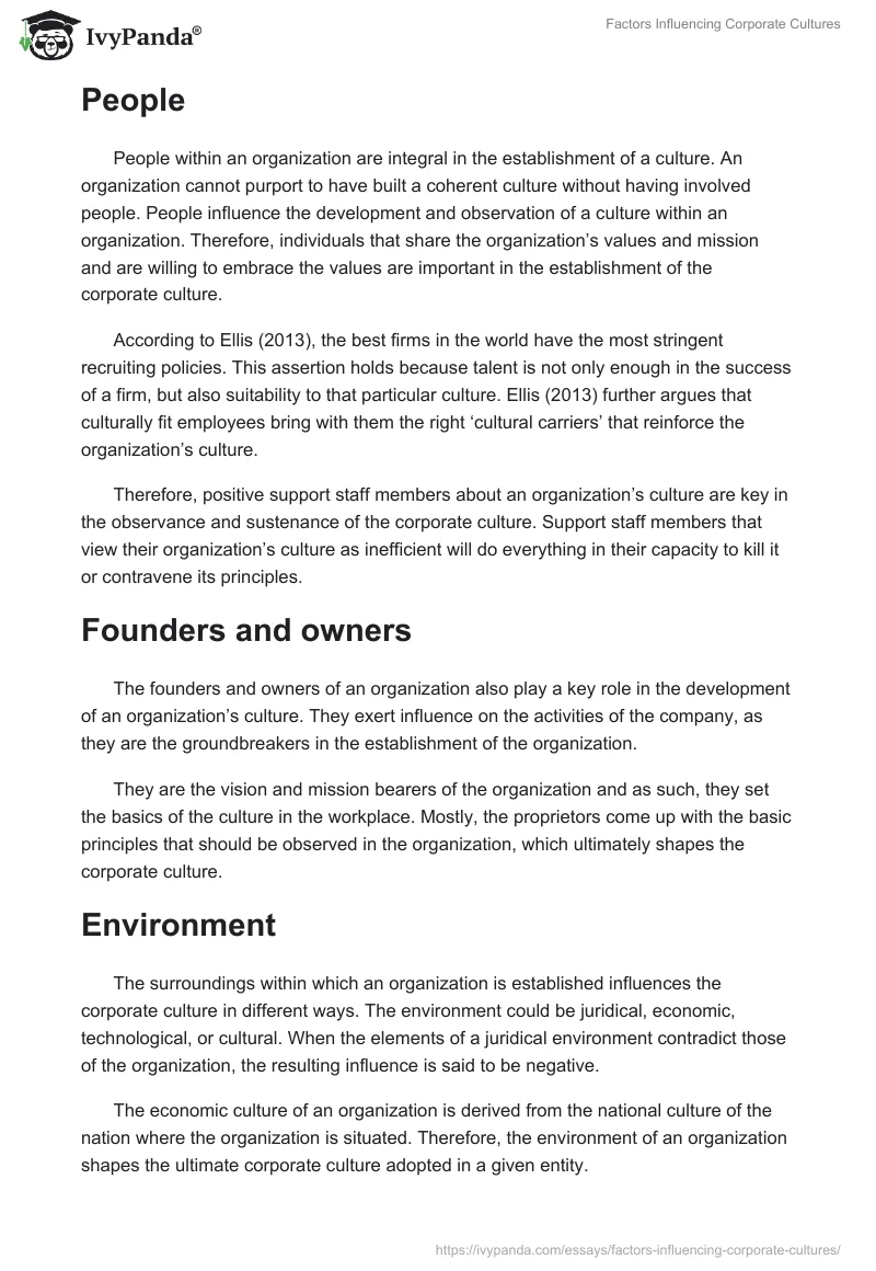 Factors Influencing Corporate Cultures. Page 3