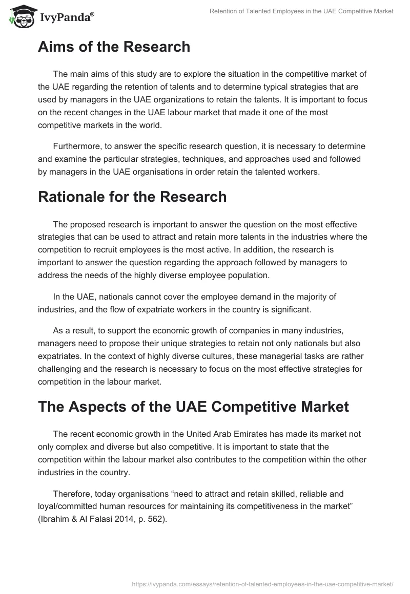 Retention of Talented Employees in the UAE Competitive Market. Page 2