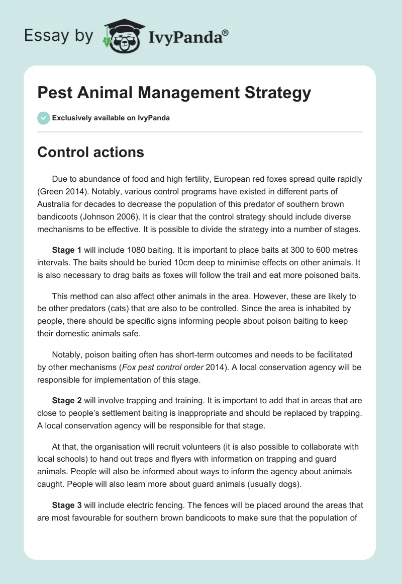 Pest Animal Management Strategy. Page 1