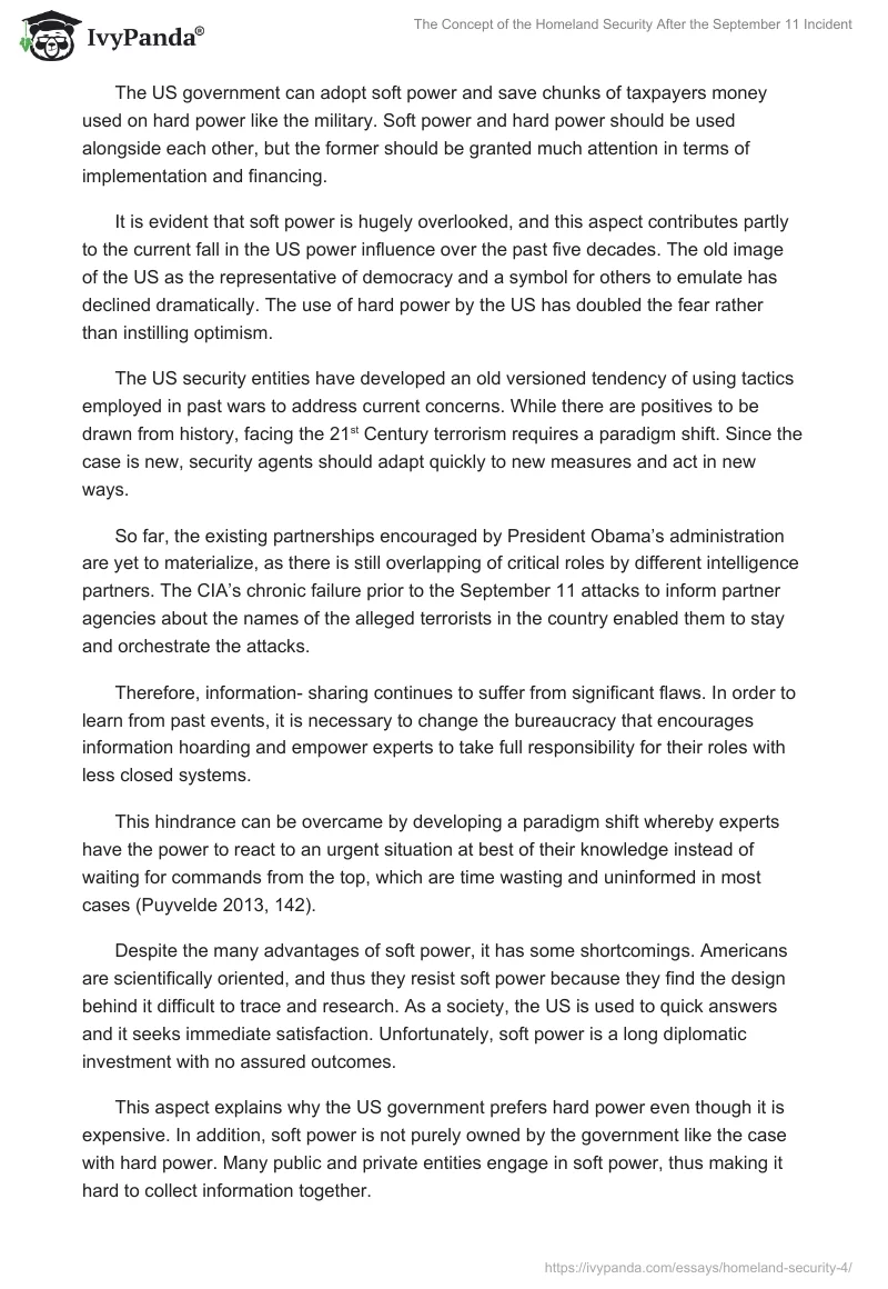 The Concept of the Homeland Security After the September 11 Incident. Page 5