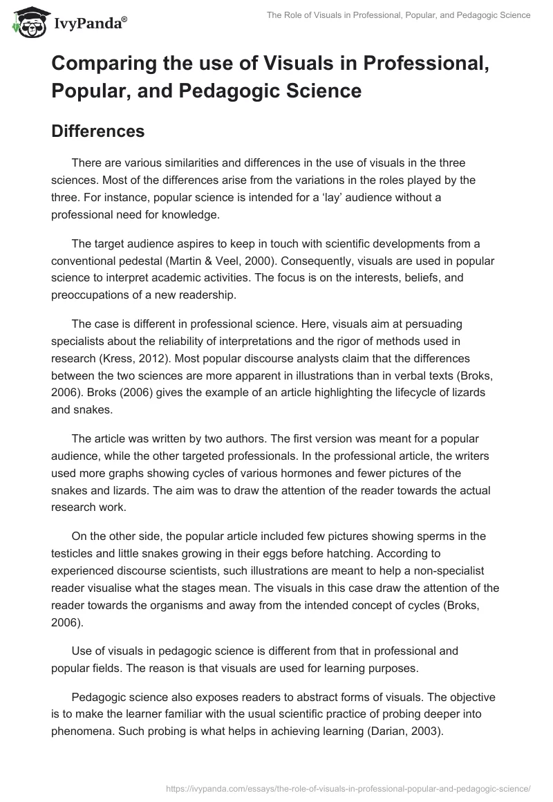 The Role of Visuals in Professional, Popular, and Pedagogic Science. Page 5