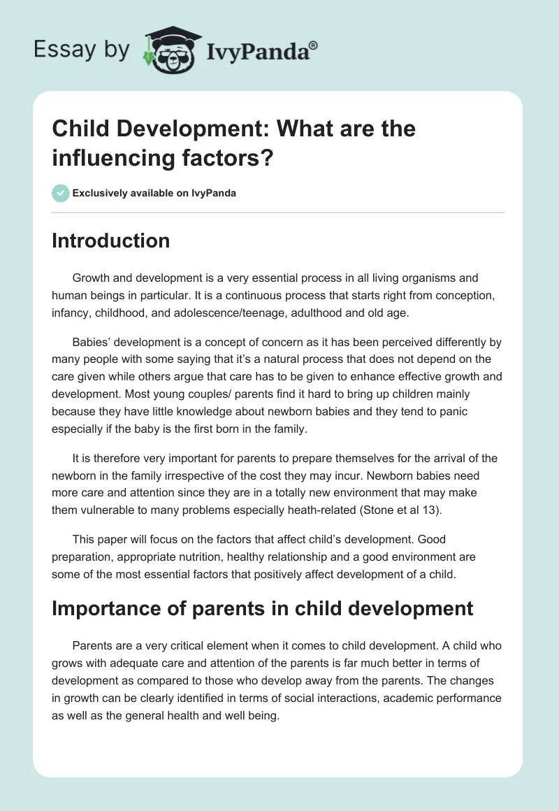 Child Development: What are the Influencing Factors?. Page 1