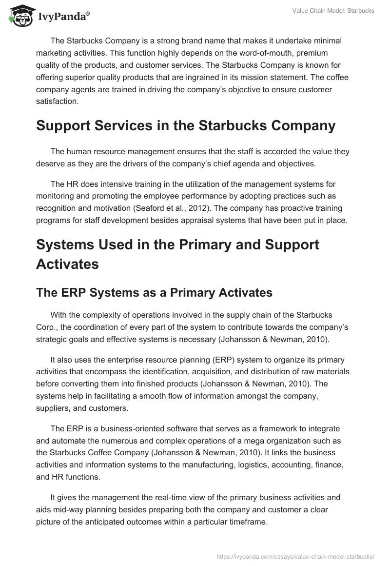 Value Chain Model: Starbucks. Page 2