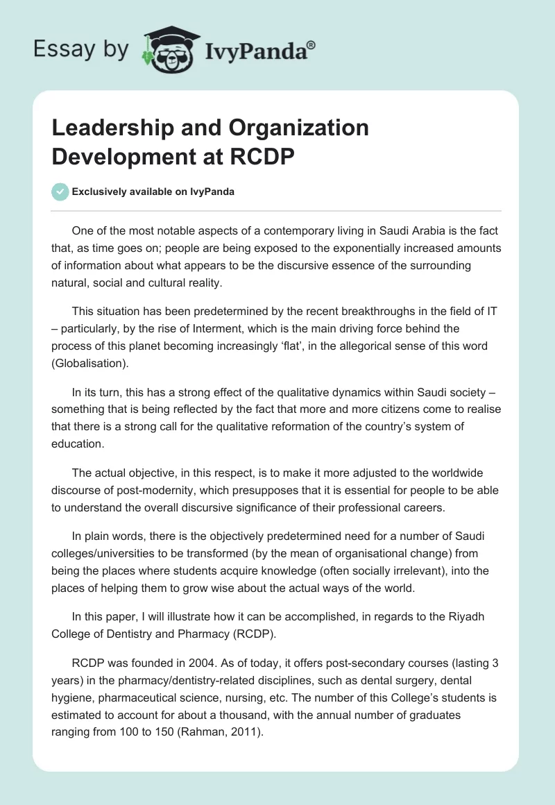 Leadership and Organization Development at RCDP. Page 1