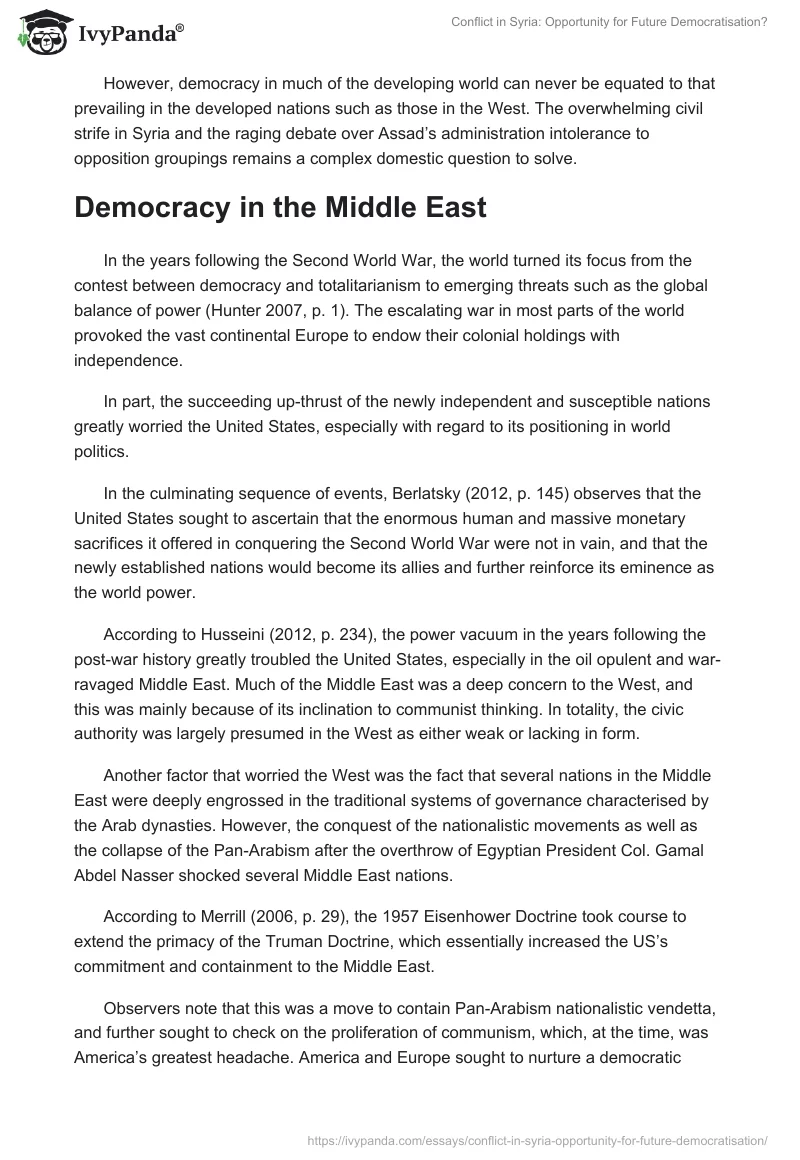 Conflict in Syria: Opportunity for Future Democratisation?. Page 2
