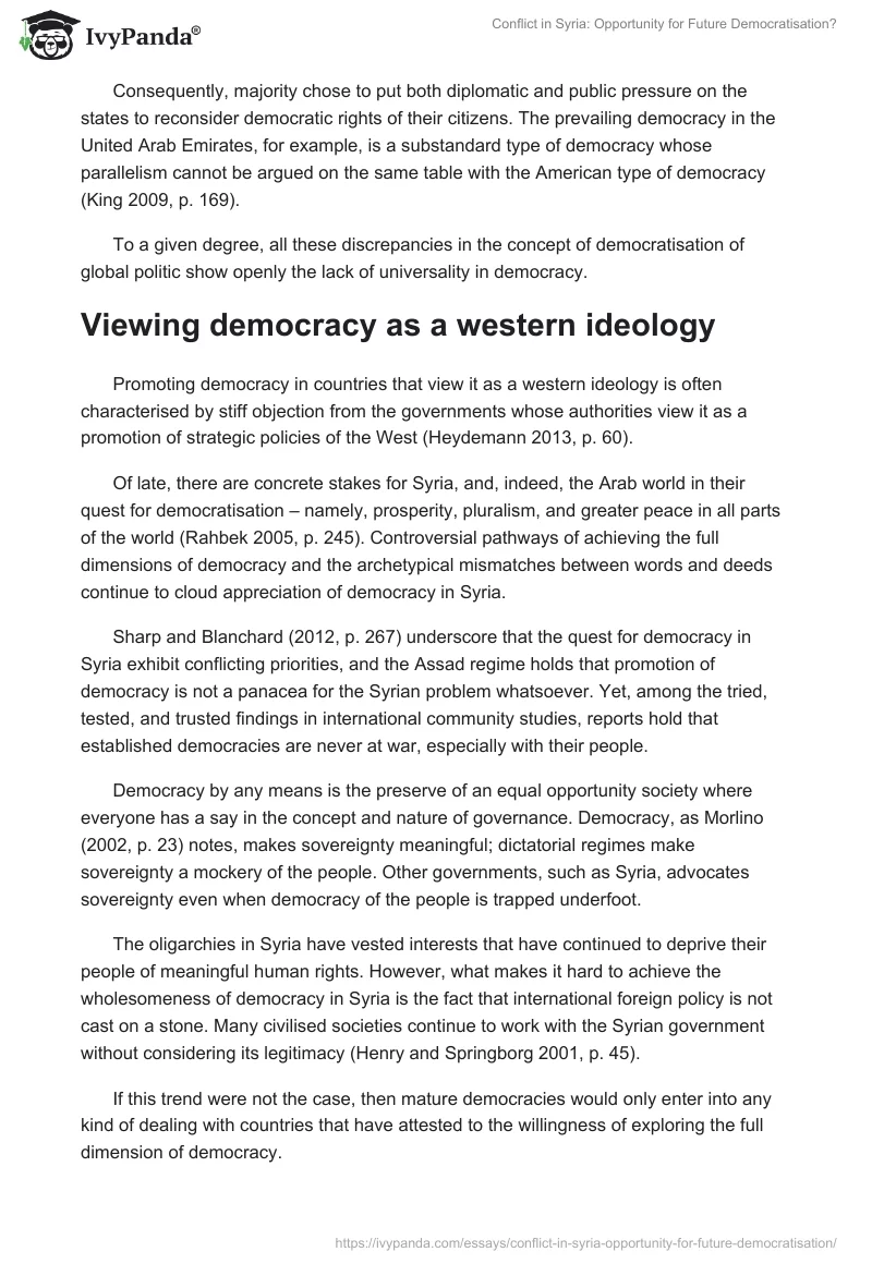 Conflict in Syria: Opportunity for Future Democratisation?. Page 4