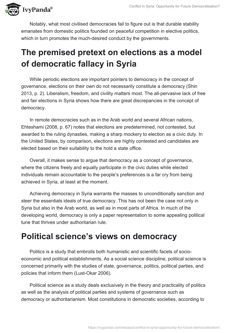 Conflict in Syria: Opportunity for Future Democratisation?. Page 5