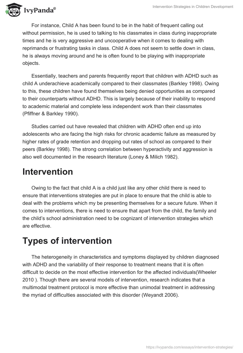 Intervention Strategies in Children Development. Page 5
