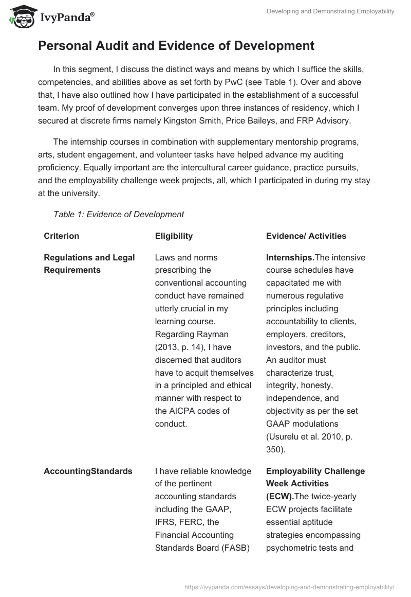 Developing and Demonstrating Employability. Page 3