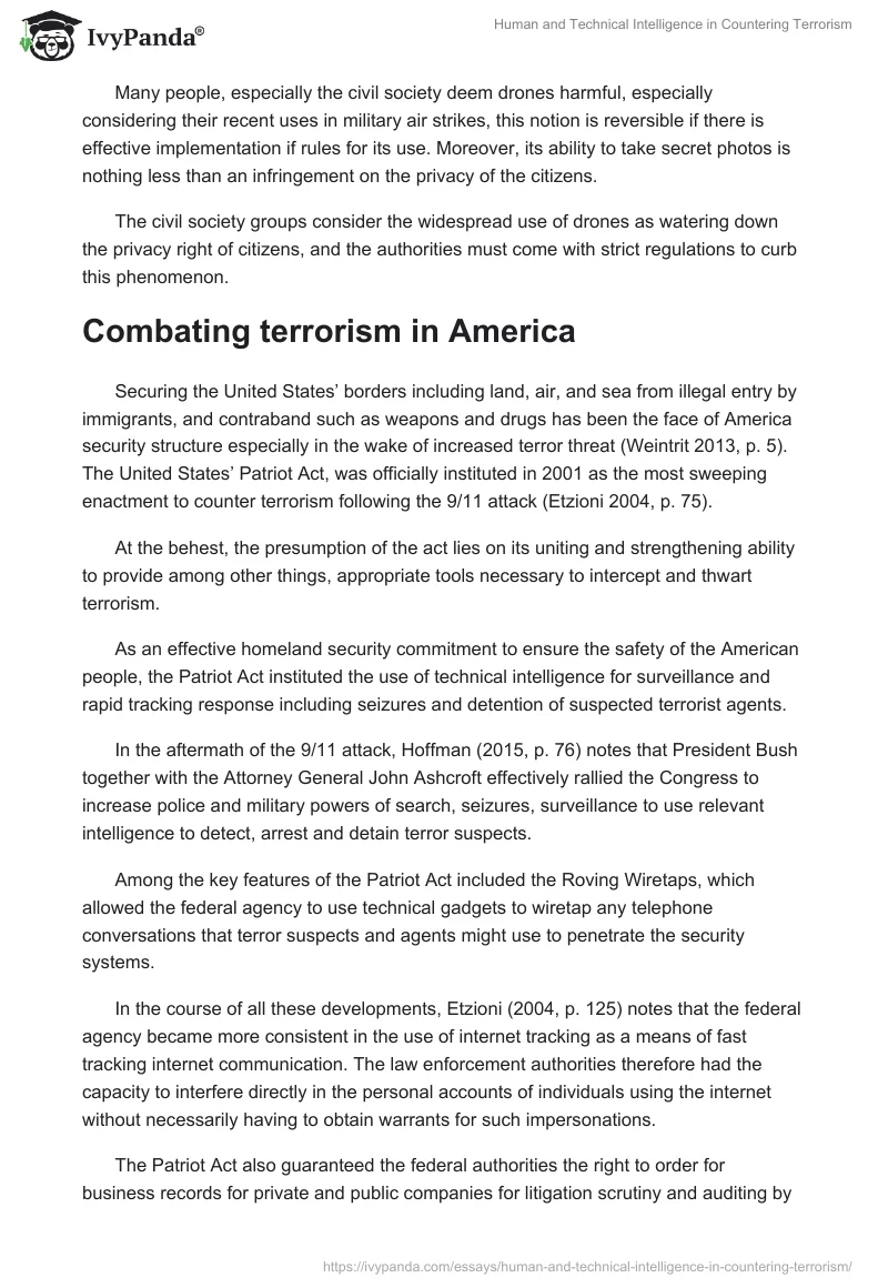 Human and Technical Intelligence in Countering Terrorism. Page 5