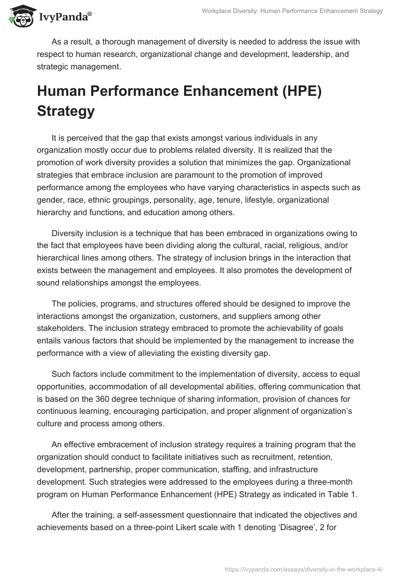 Workplace Diversity: Human Performance Enhancement Strategy. Page 2