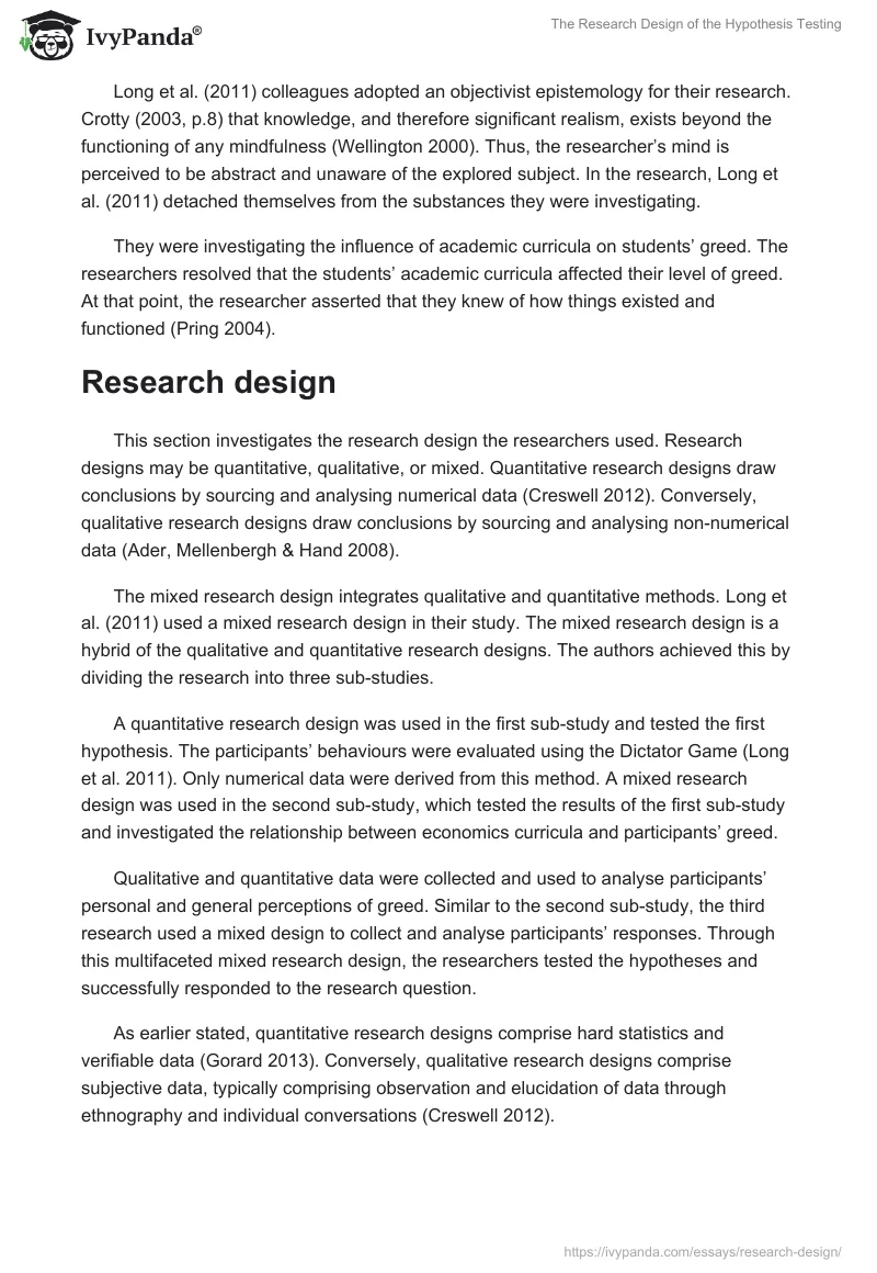 The Research Design of the Hypothesis Testing. Page 3