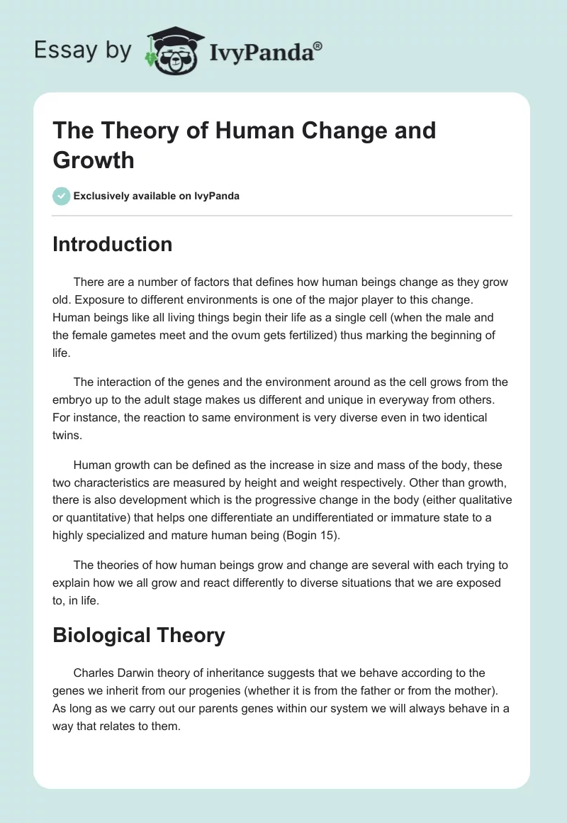 The Theory of Human Change and Growth. Page 1