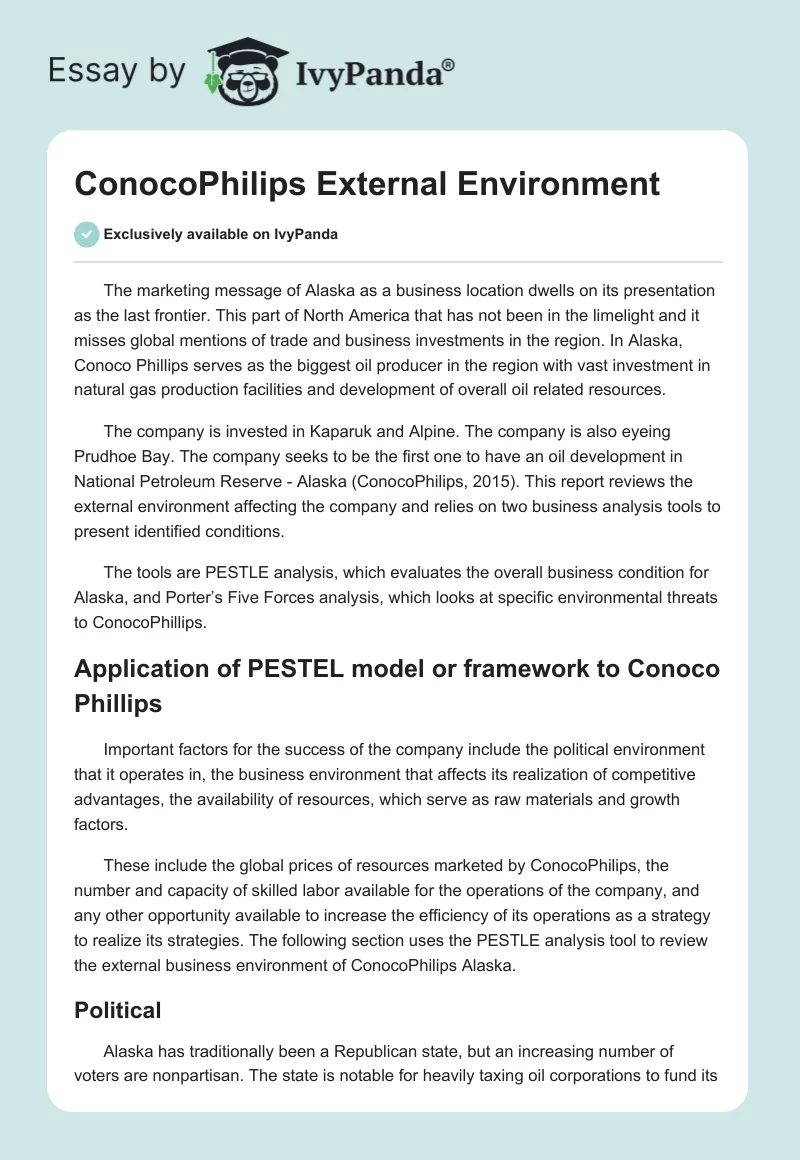 ConocoPhillips External Environment. Page 1
