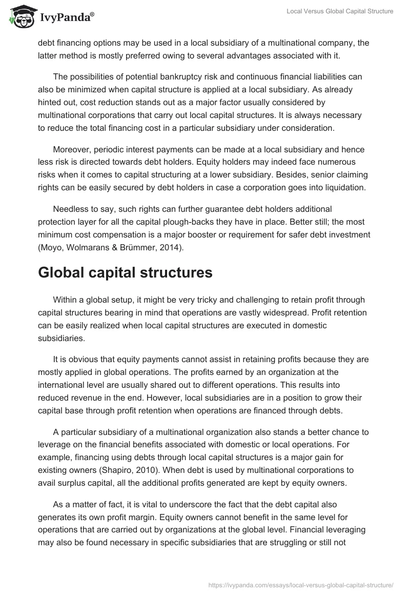 Local Versus Global Capital Structure. Page 2