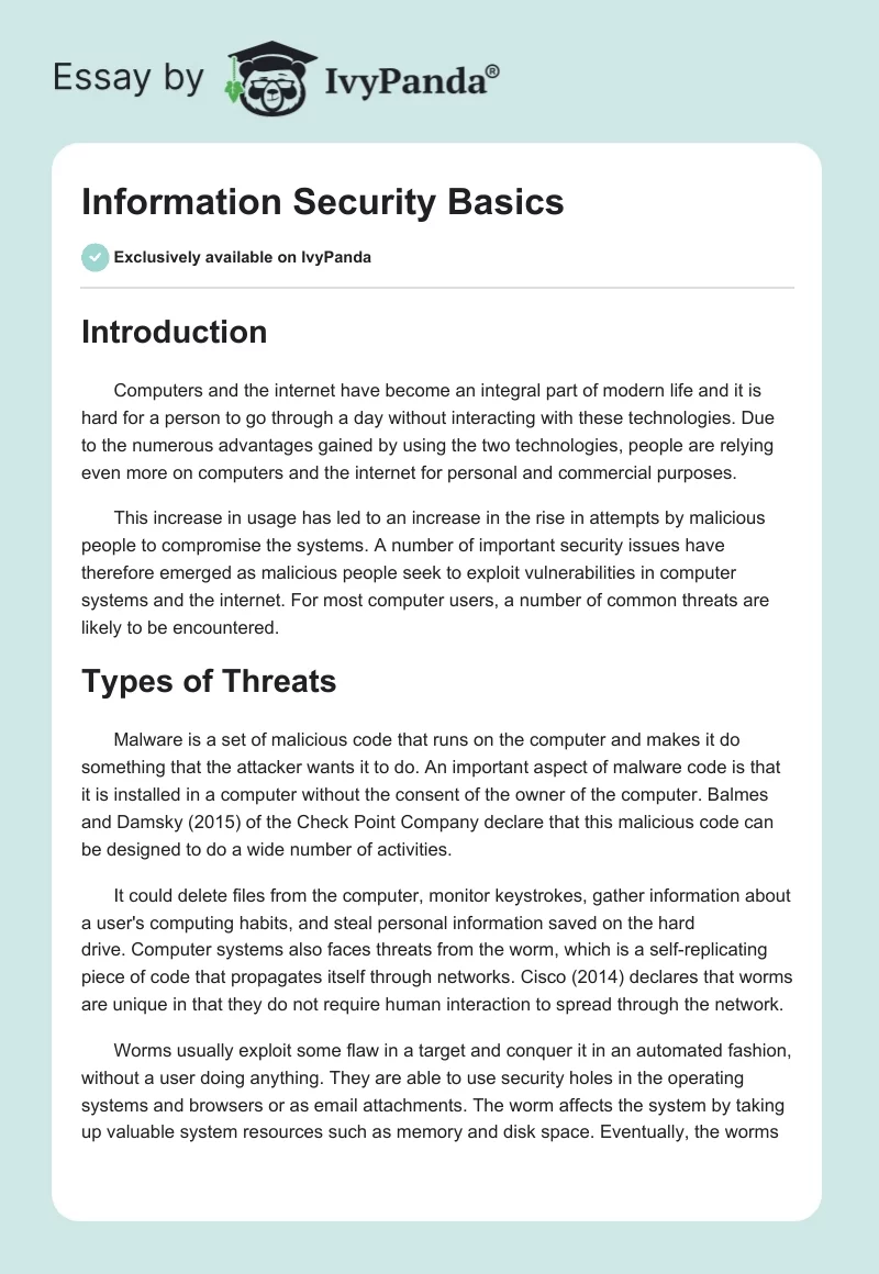 Information Security Basics. Page 1