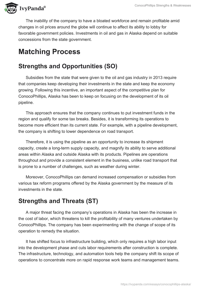 ConocoPhillips Strengths & Weaknesses. Page 3