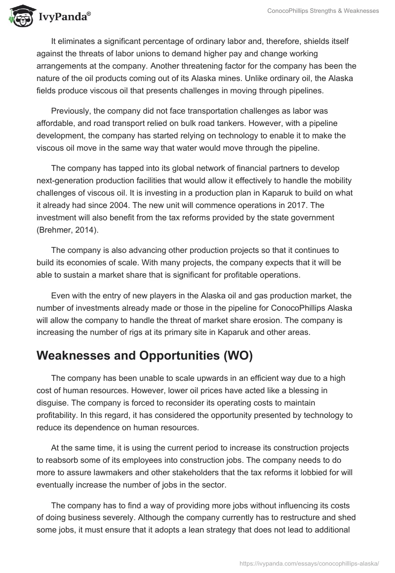 ConocoPhillips Strengths & Weaknesses. Page 4