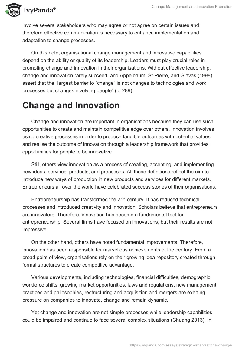 Change Management and Innovation Promotion. Page 2
