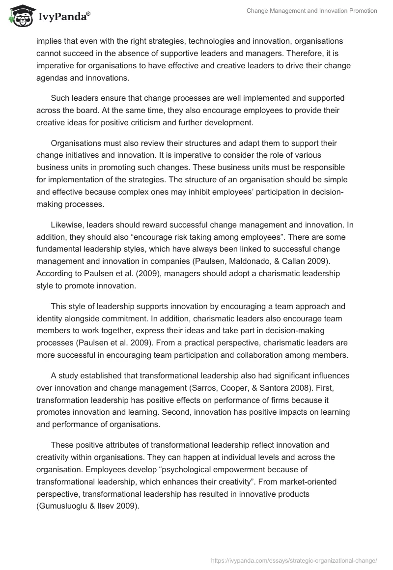 Change Management and Innovation Promotion. Page 5